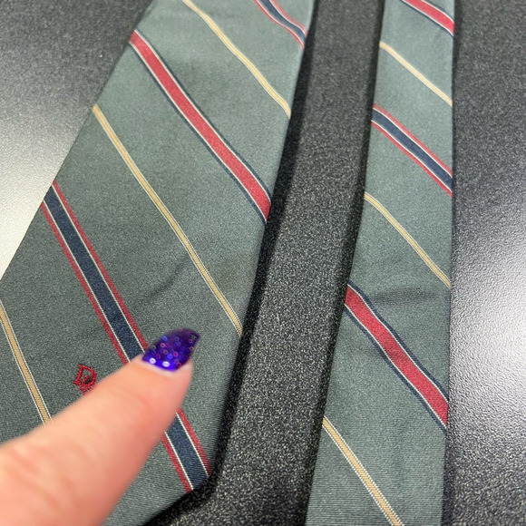 Christian Dior Mens Tie Necktie Multicolor Stripe Tied Wide Classic USA Short - Picture 9 of 9